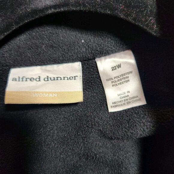 Alfred Dunner $95 22W Red Micro Suede Black Trim Button Up Zip Pockets Coat - Picture 5 of 6